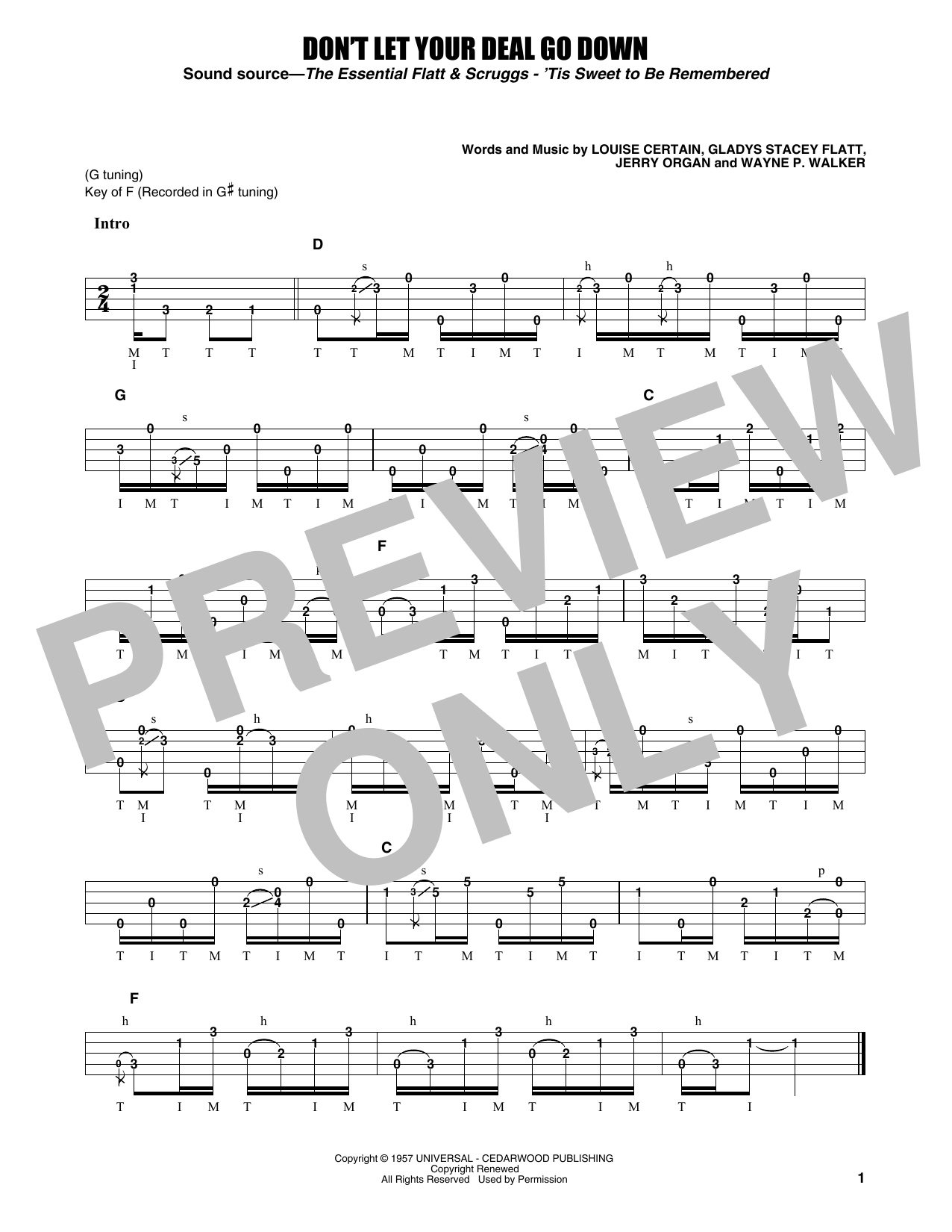 Flatt & Scruggs Don't Let Your Deal Go Down Sheet Music