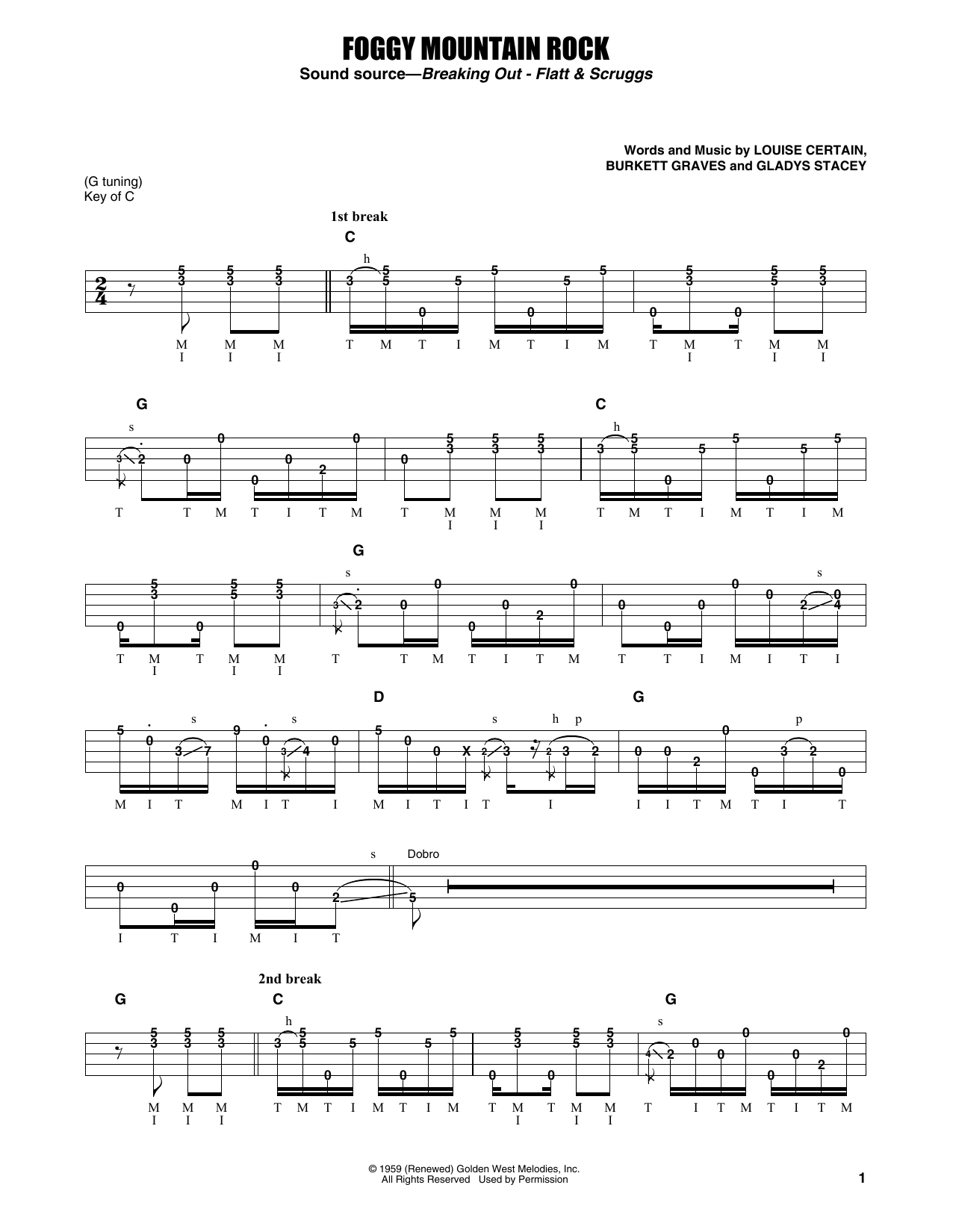 Flatt & Scruggs Foggy Mountain Rock Sheet Music