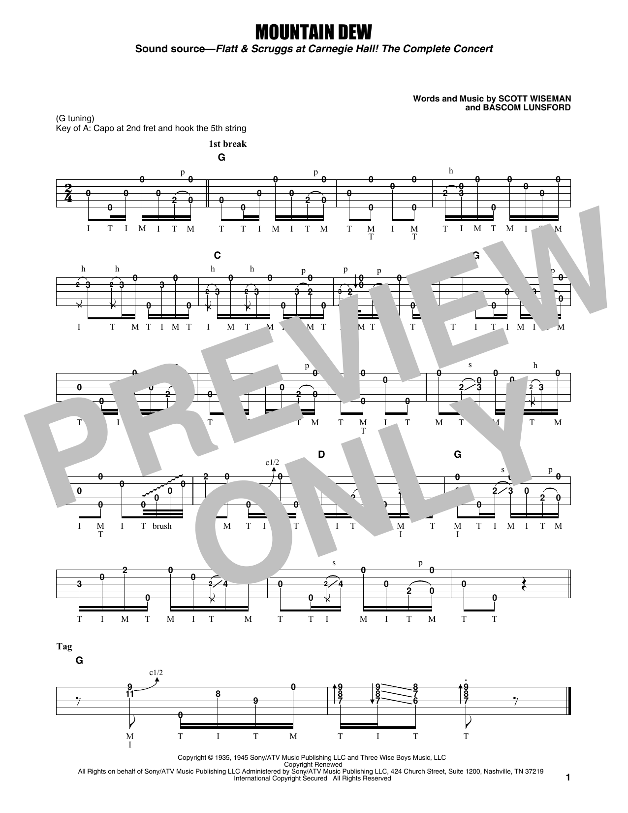 Flatt & Scruggs Mountain Dew Sheet Music