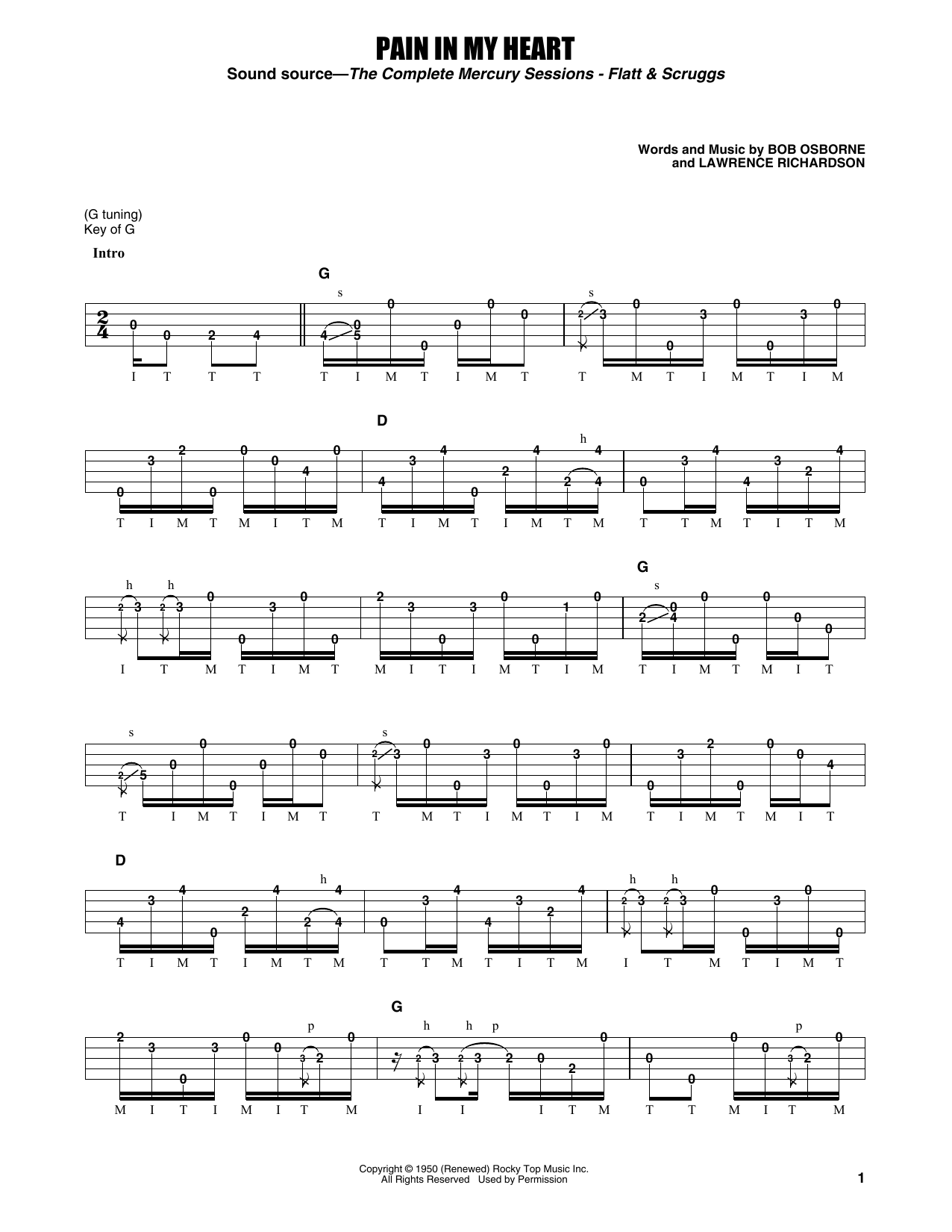 Flatt & Scruggs Pain In My Heart Sheet Music