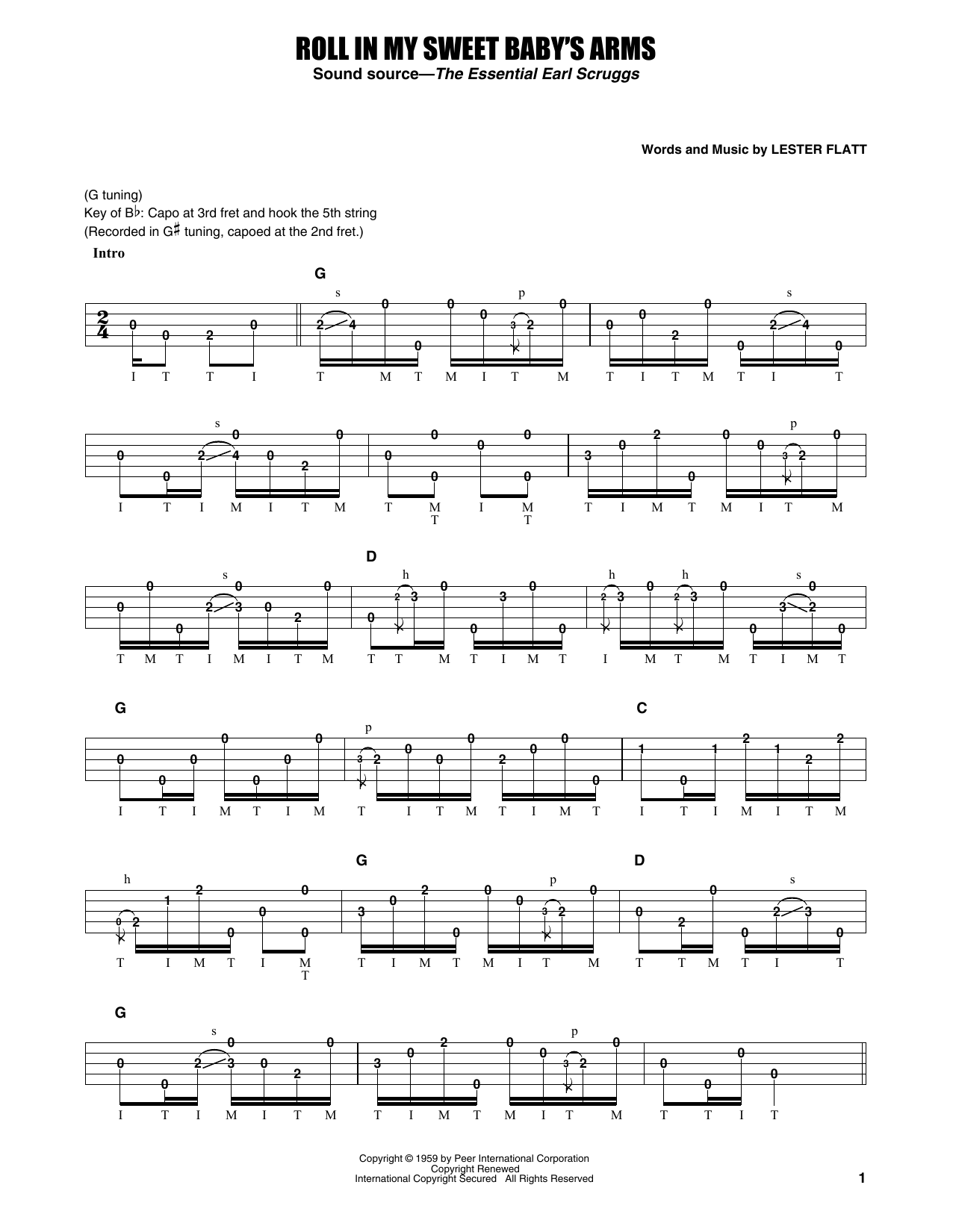 Flatt & Scruggs Roll In My Sweet Baby's Arms Sheet Music