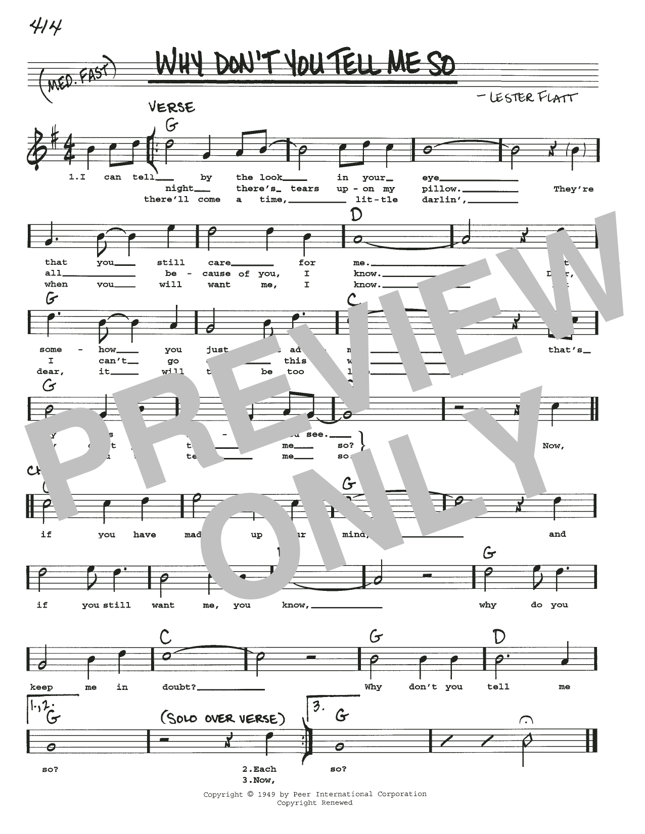Flatt & Scruggs Why Don't You Tell Me So Sheet Music