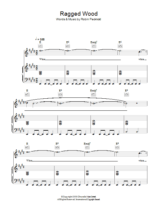 Fleet Foxes Ragged Wood Sheet Music