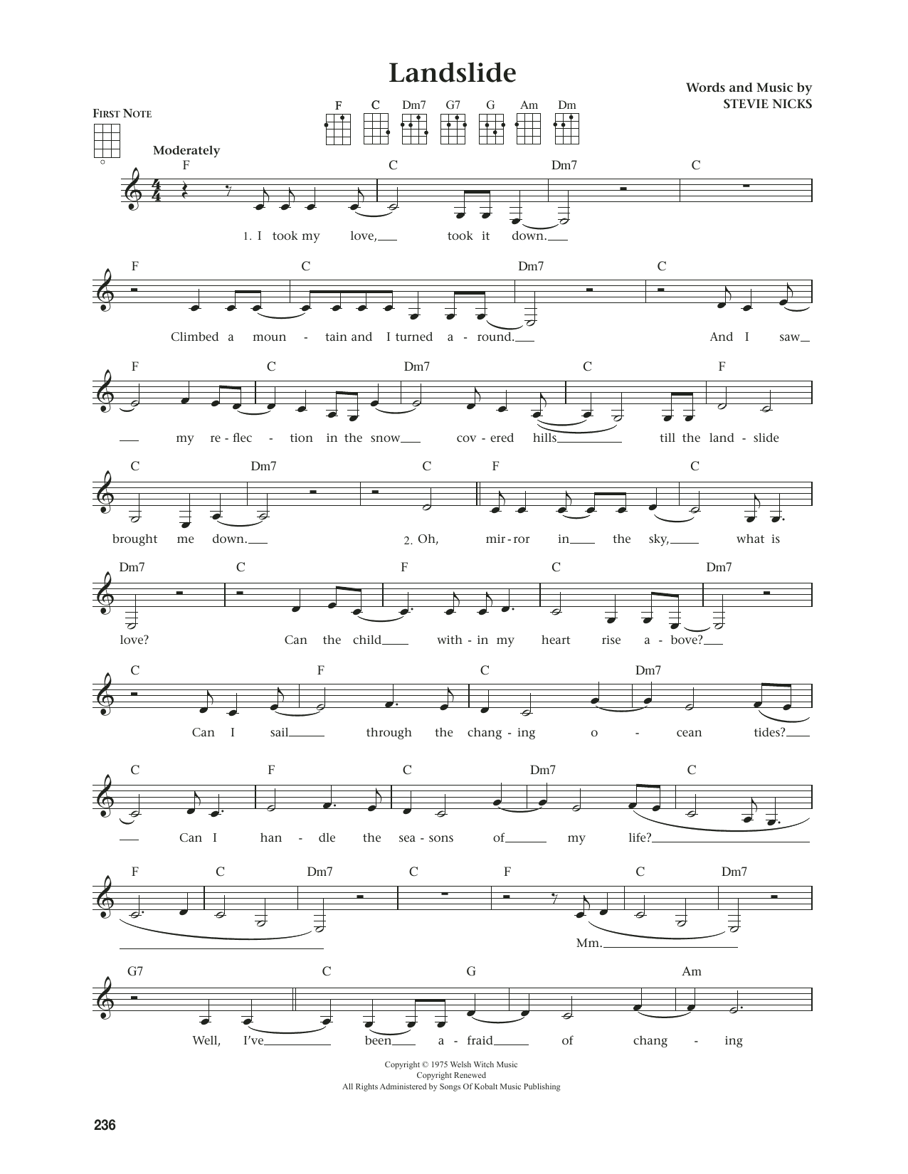Fleetwood Mac Landslide (from The Great Ukulele) (arr. Jim Beloff) Sheet Music
