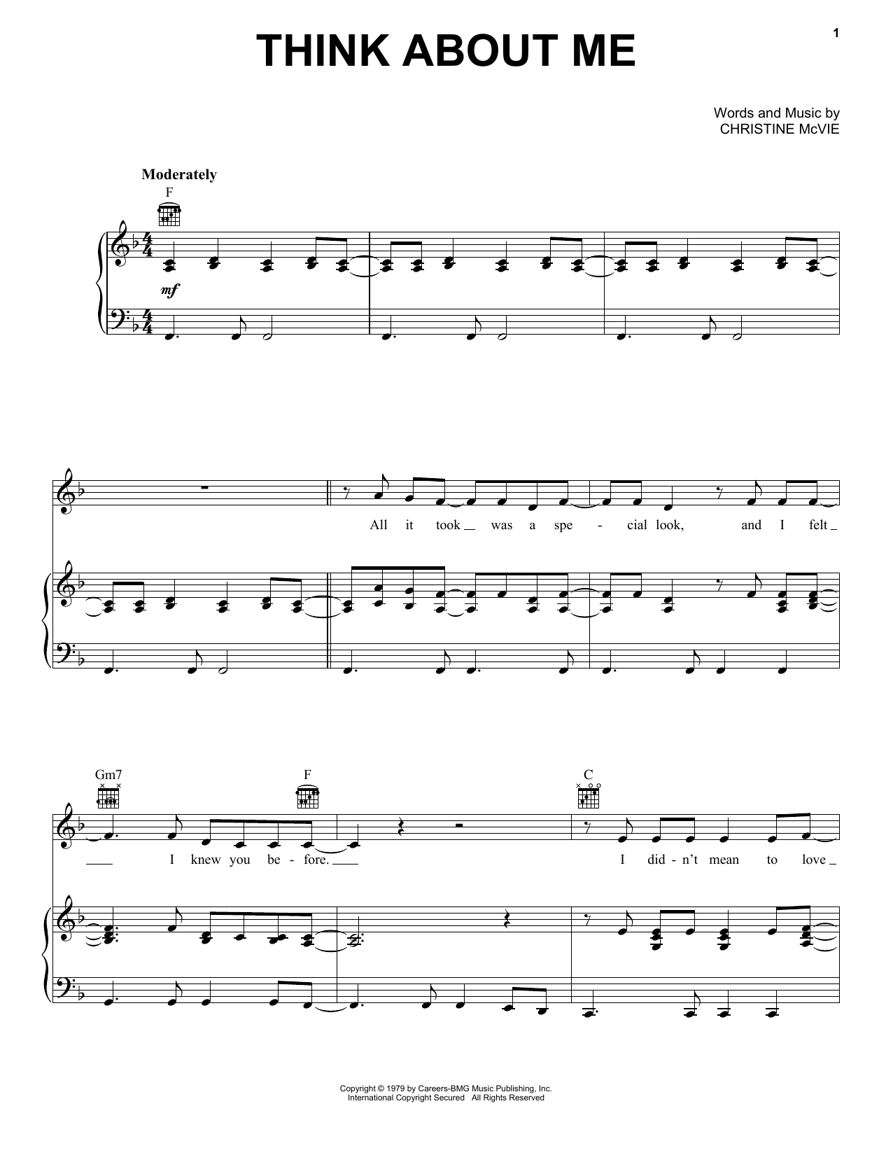 Fleetwood Mac Think About Me Sheet Music