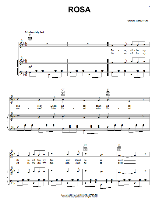 Flemish Dance Tune Rosa Sheet Music