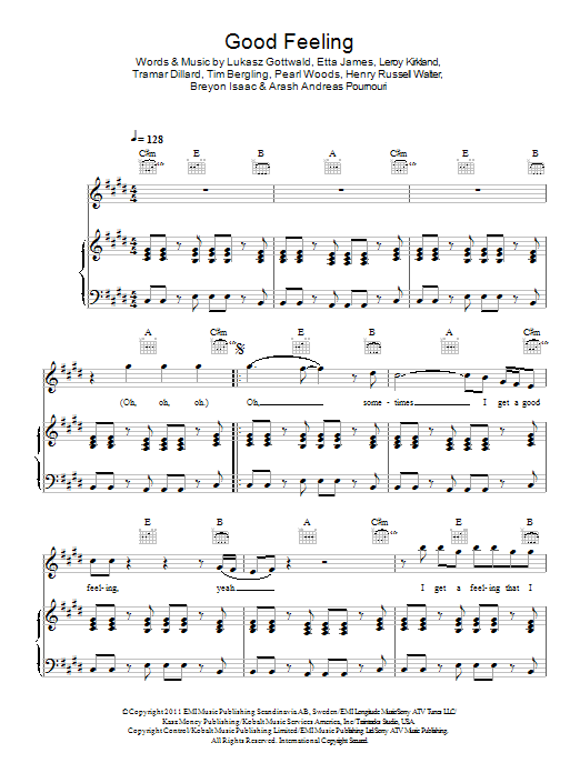 Flo Rida Good Feeling Sheet Music