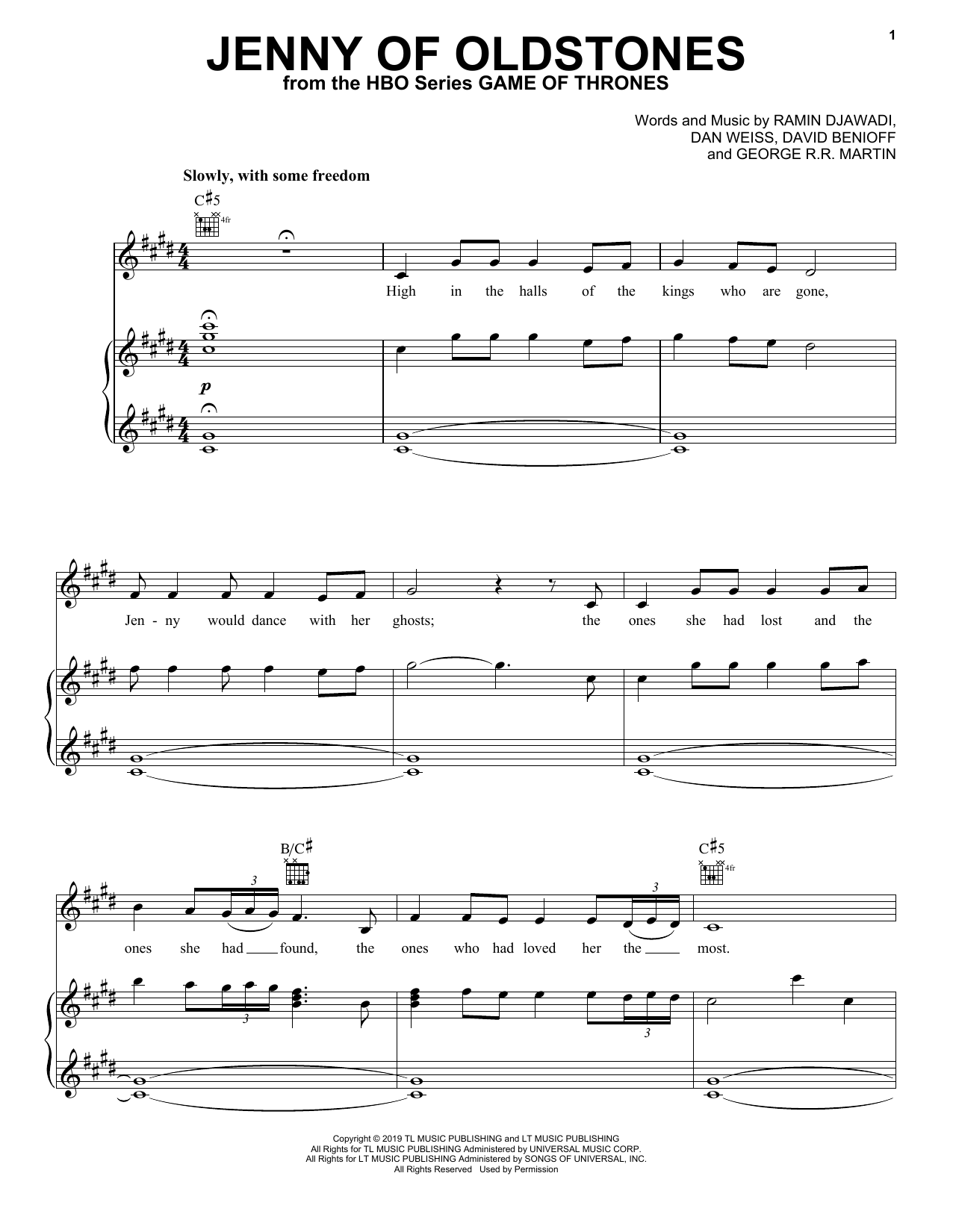 Florence And The Machine Jenny Of Oldstones (from Game of Thrones) Sheet Music