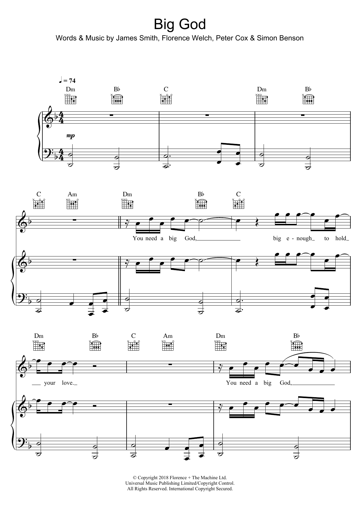 Florence And The Machine Big God Sheet Music