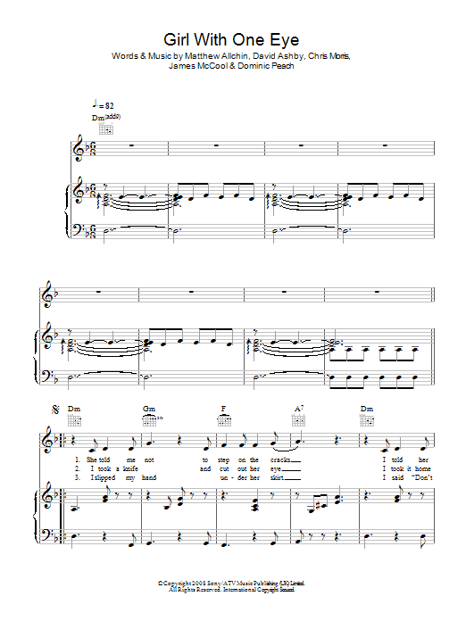 Florence And The Machine Girl With One Eye Sheet Music
