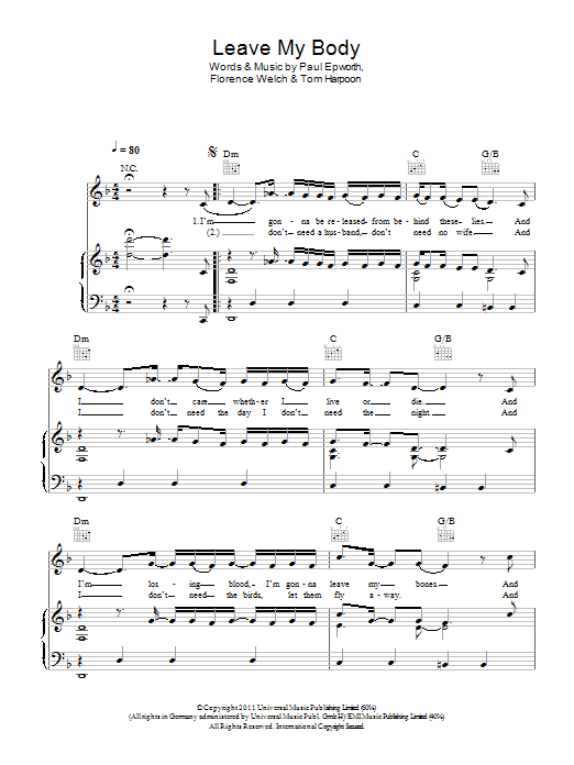 Florence And The Machine Leave My Body Sheet Music