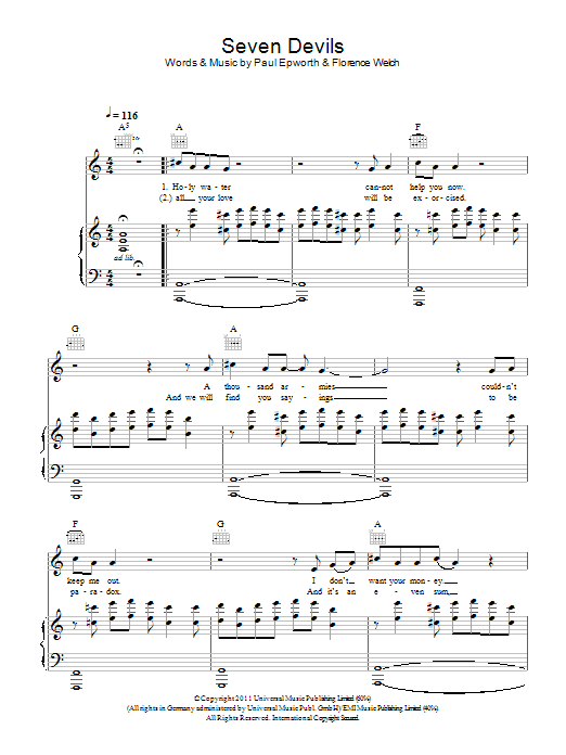 Florence And The Machine Seven Devils Sheet Music
