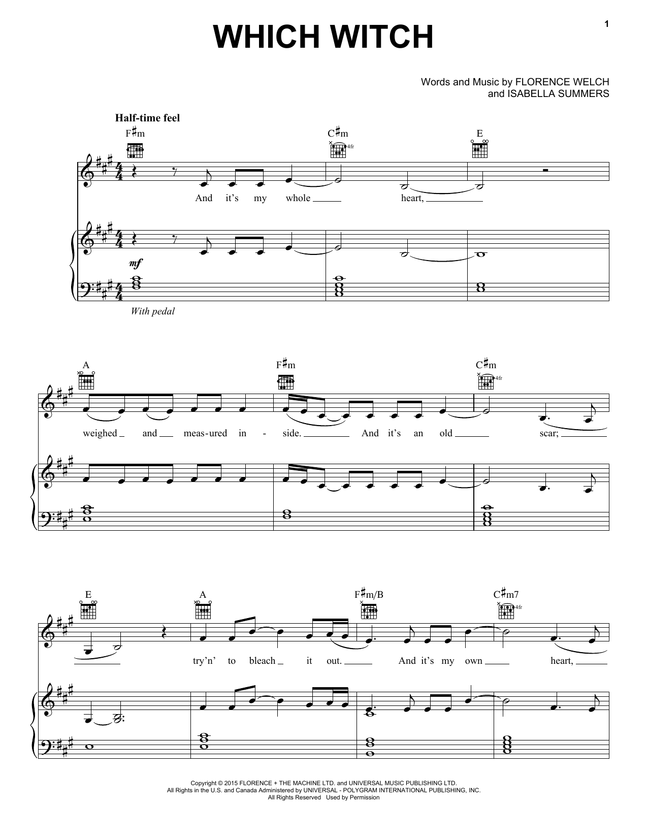 Florence And The Machine Which Witch Sheet Music