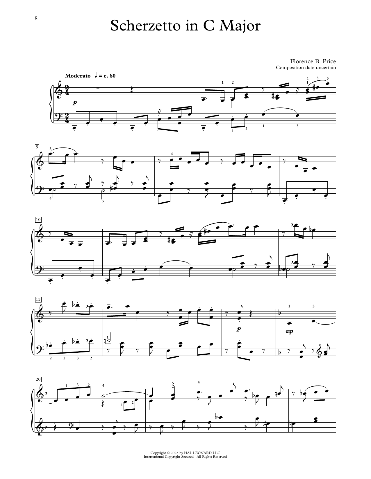 Florence Price Scherzetto In C Major Sheet Music