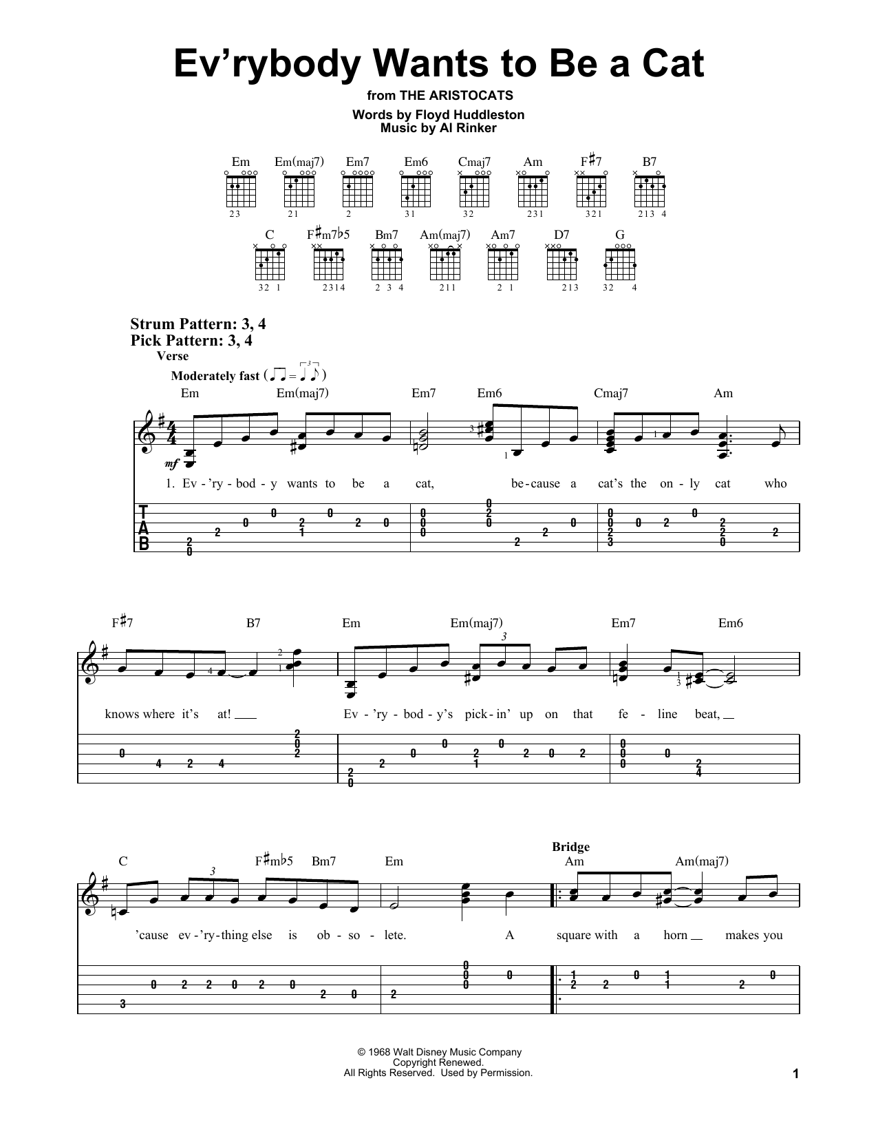 Floyd Huddleston Ev'rybody Wants To Be A Cat (from The Aristocats) Sheet Music