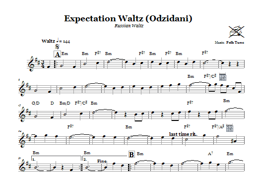 Folk Tune Expectation Waltz (Odzidani) (Russian Waltz) Sheet Music