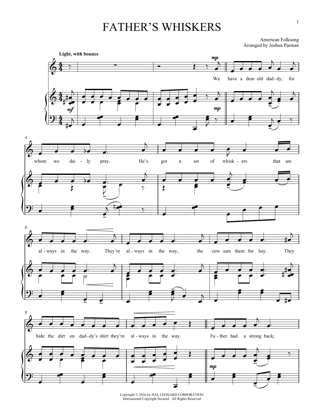 Folksong Father's Whiskers Sheet Music