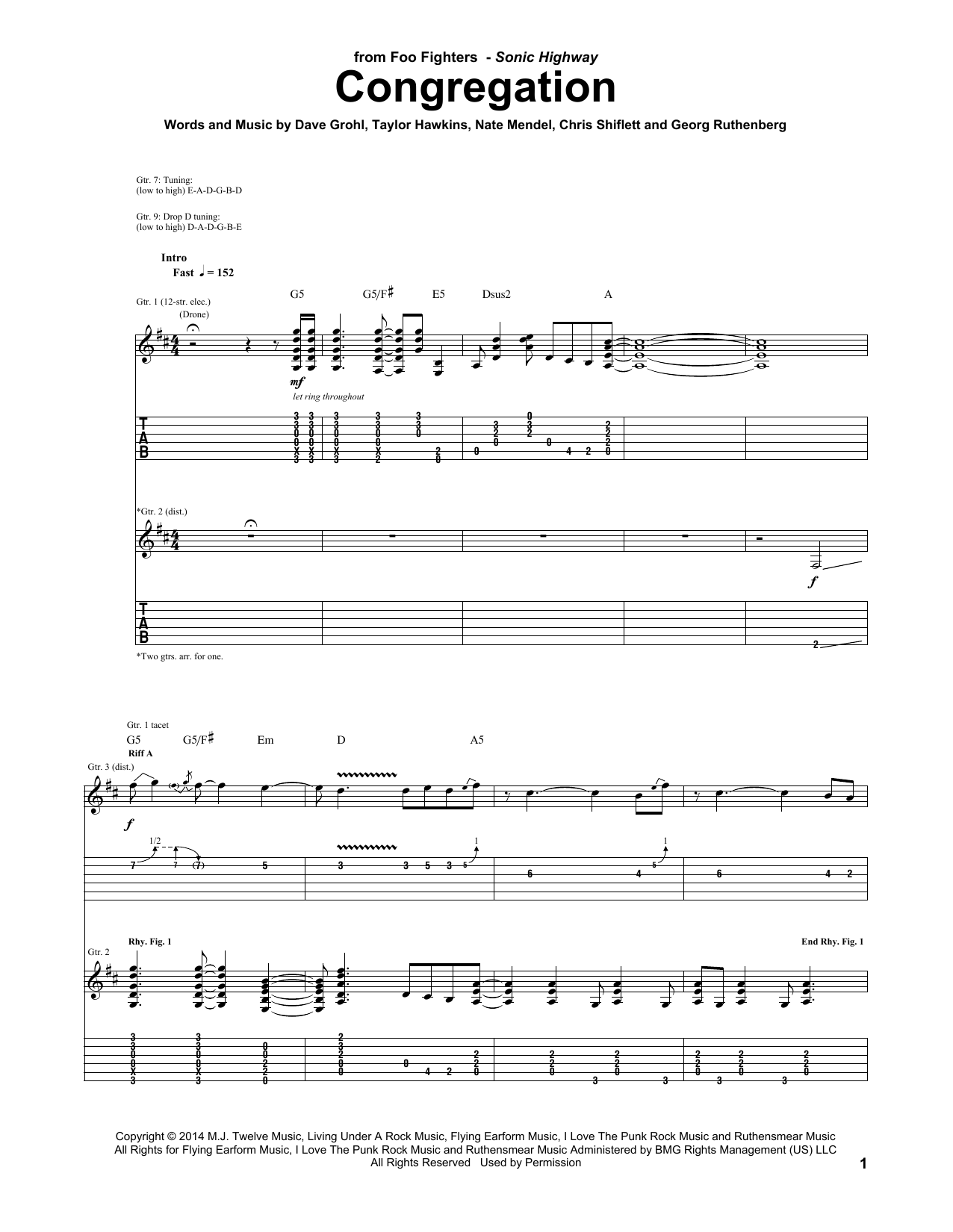 Foo Fighters Congregation Sheet Music