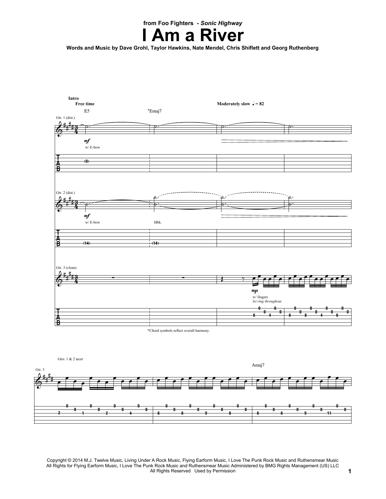 Foo Fighters I Am A River Sheet Music