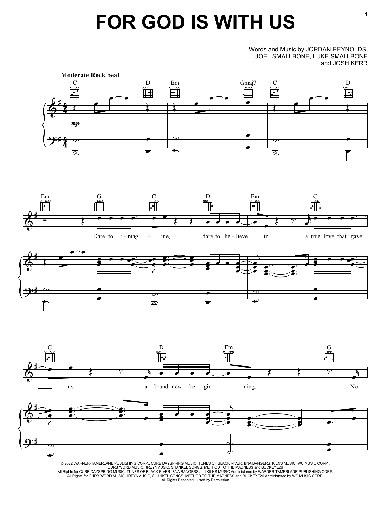 for KING & COUNTRY For God Is With Us Sheet Music
