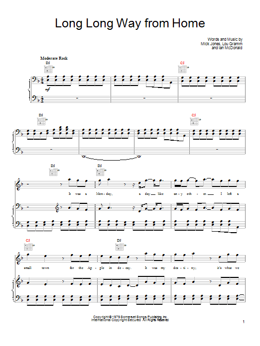 Foreigner Long Long Way From Home Sheet Music