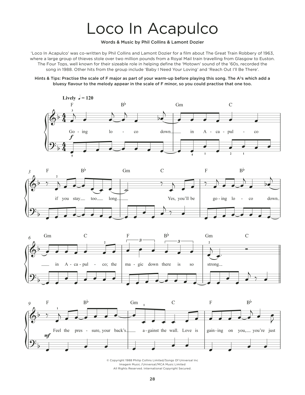 Four Tops Loco In Acapulco Sheet Music