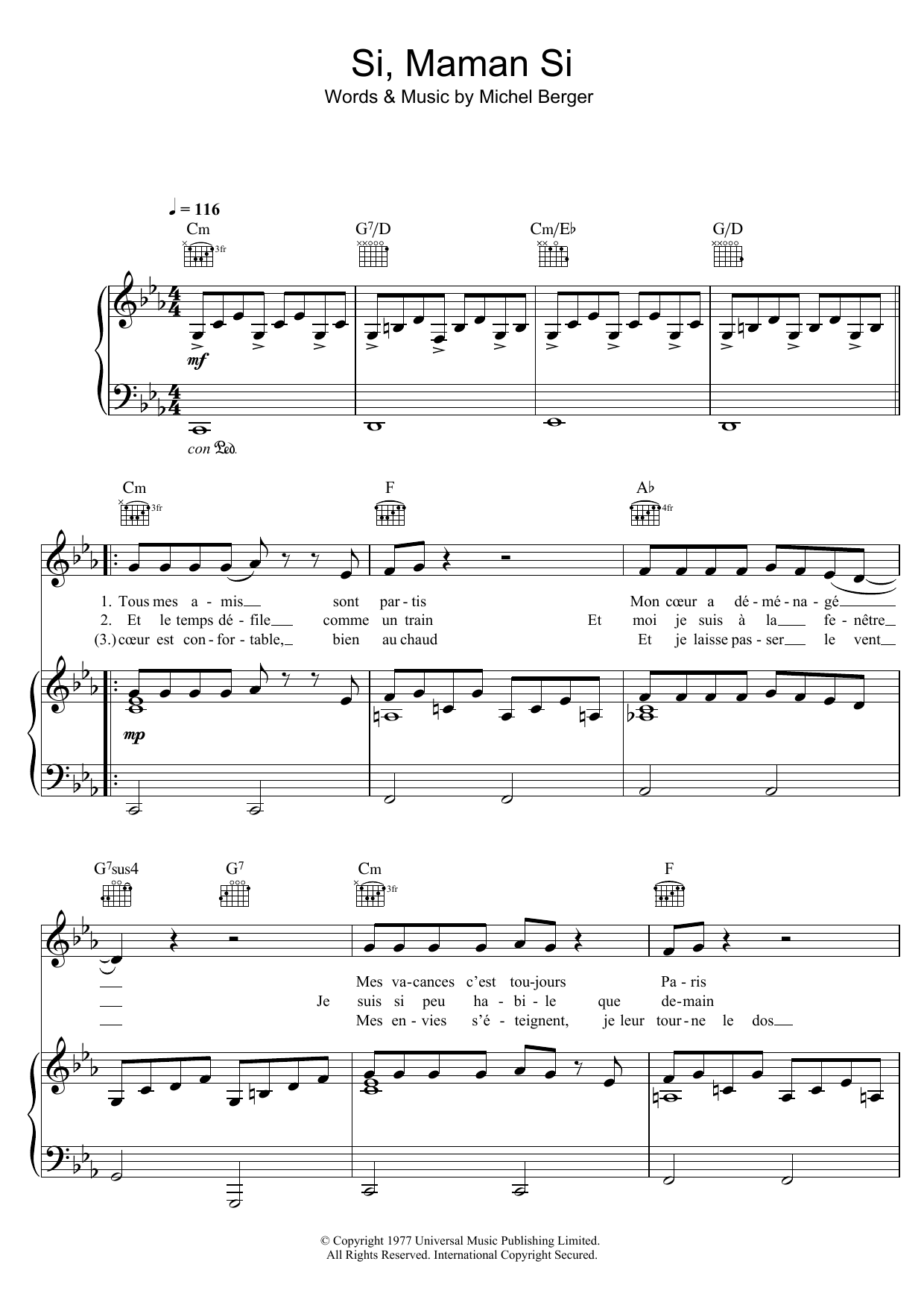 France Gall Si, Maman Si Sheet Music
