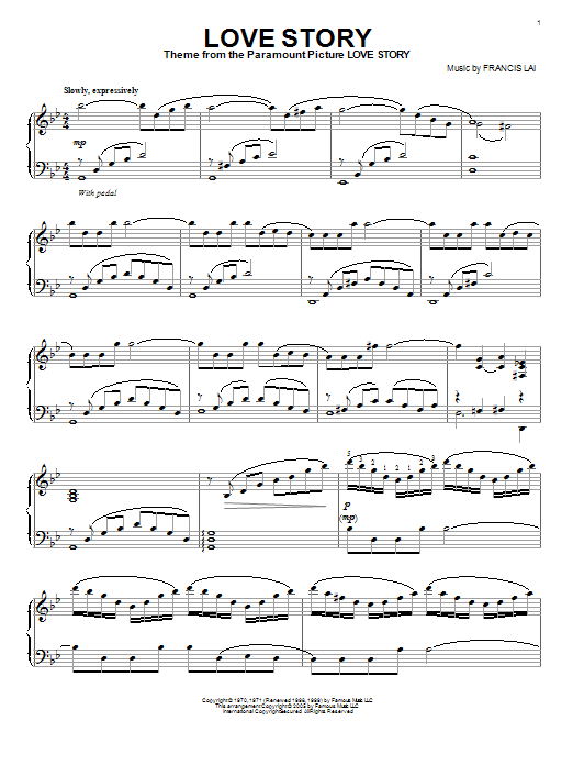 Francis Lai Love Story Sheet Music