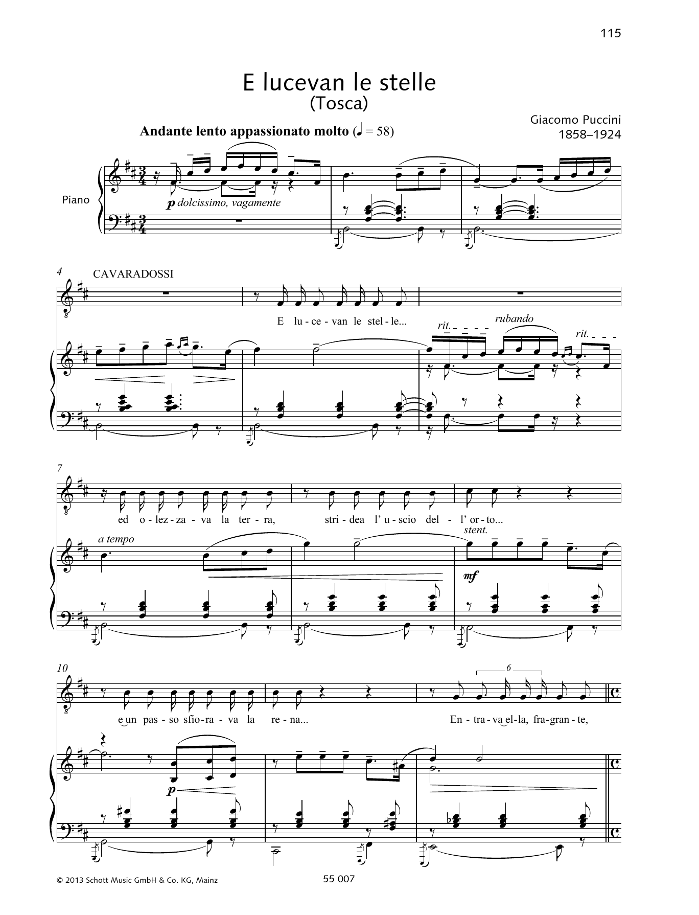 Francesca Licciarda E Lucevan Le Stelle Sheet Music