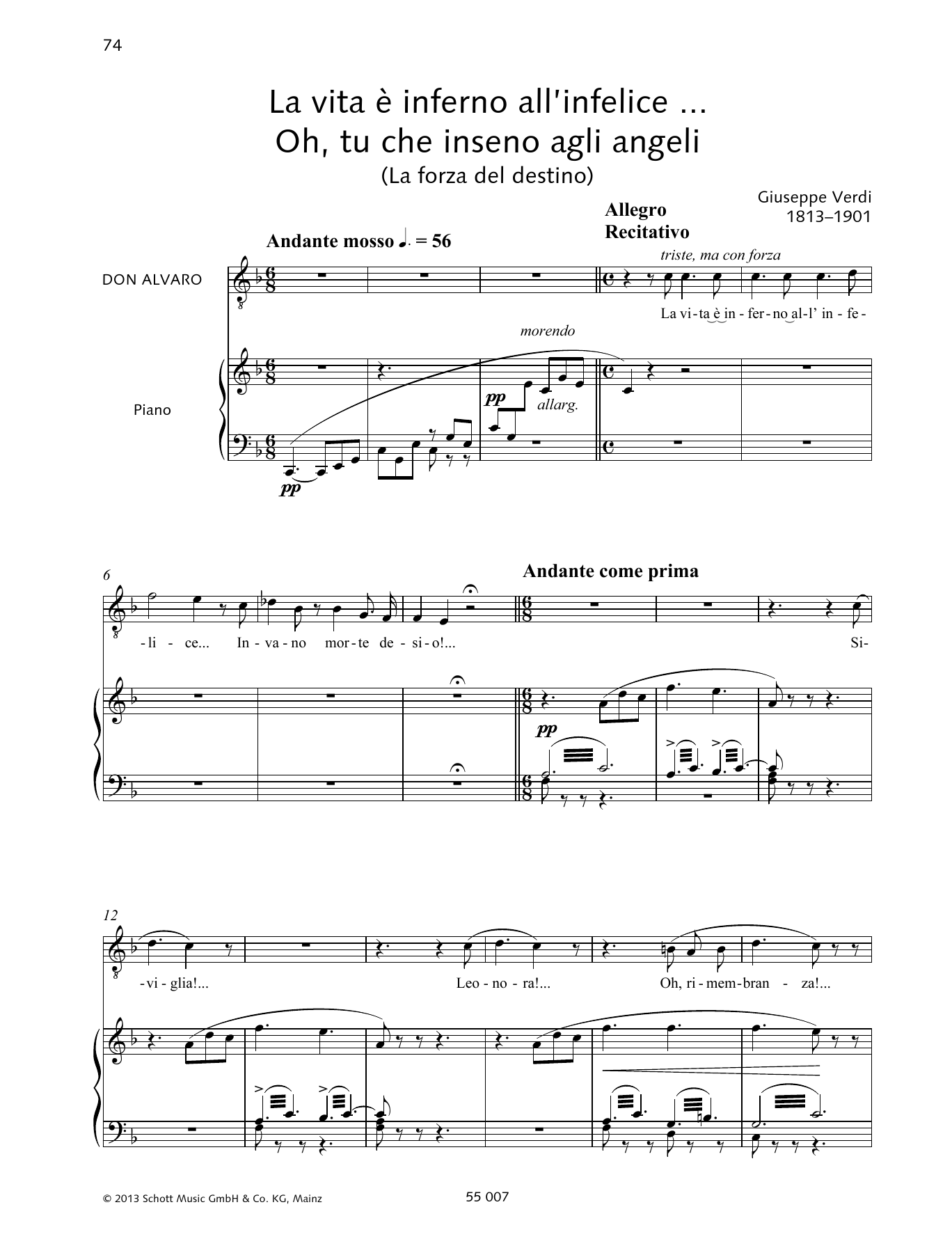 Francesca Licciarda La vita è inferno all'infelice ... Oh, tu che in seno agli angeli Sheet Music