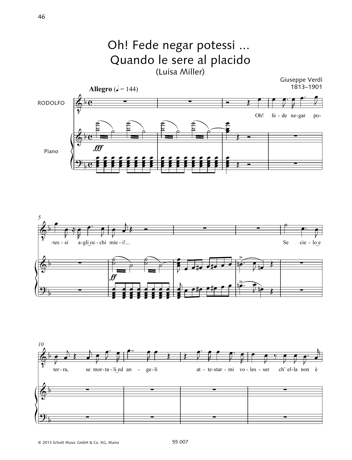 Francesca Licciarda Oh! Fede negar potessi ... Quando le sere al placido Sheet Music