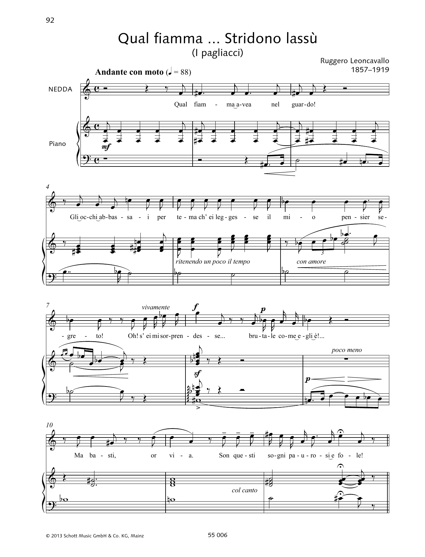 Francesca Licciarda Qual fiamma ... Stridono lassù Sheet Music