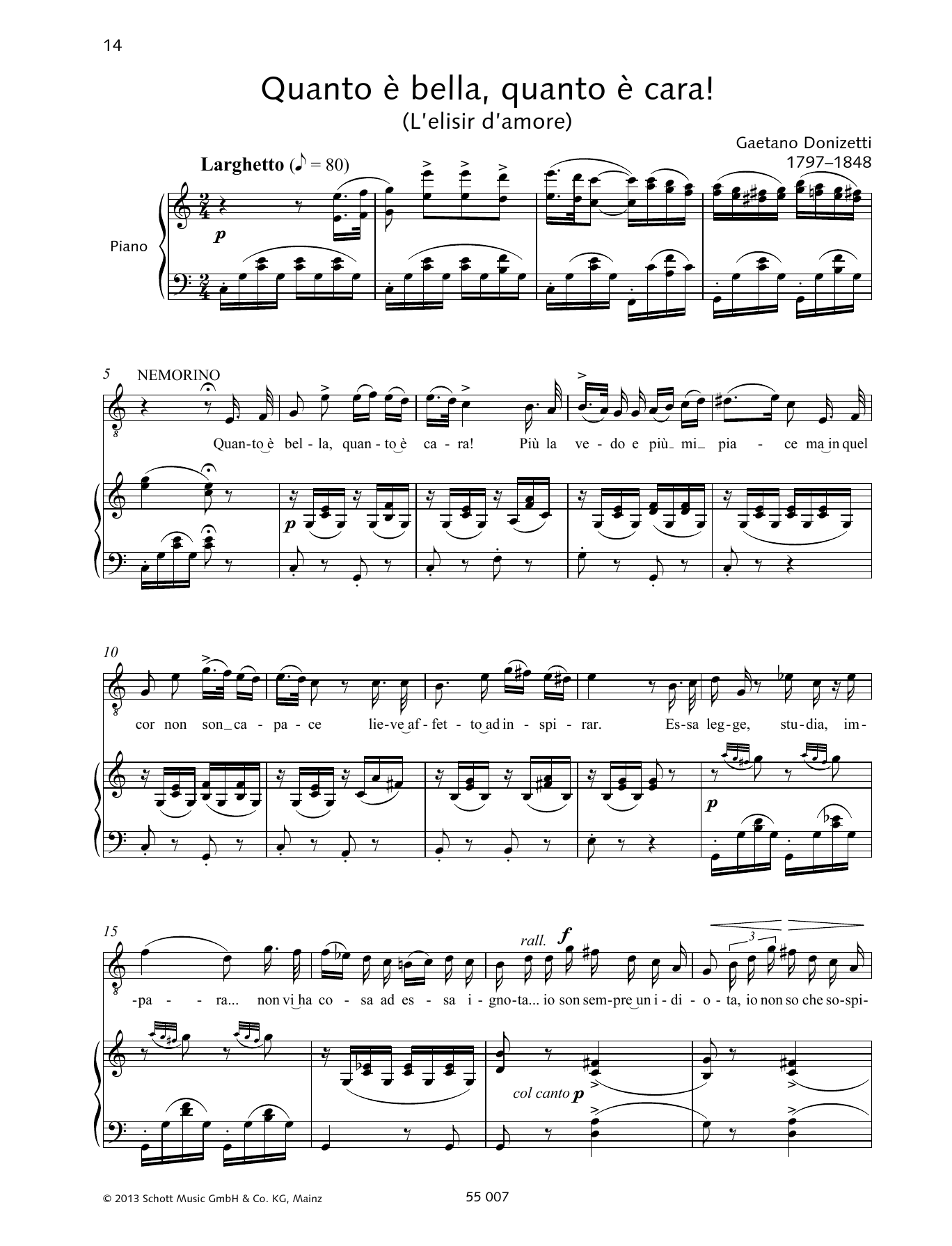 Francesca Licciarda Quanto è bella, quanto è cara! Sheet Music
