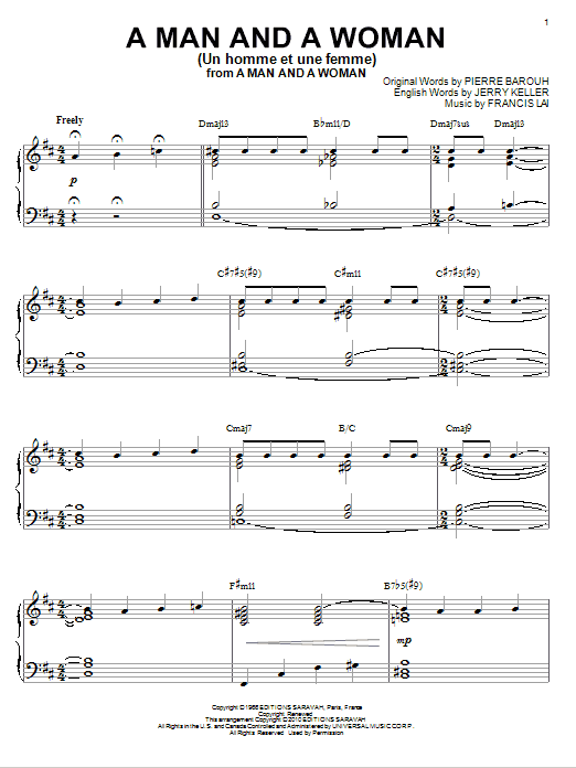 Francis Lai A Man And A Woman (Un Homme Et Une Femme) [Jazz version] (arr. Brent Edstrom) Sheet Music