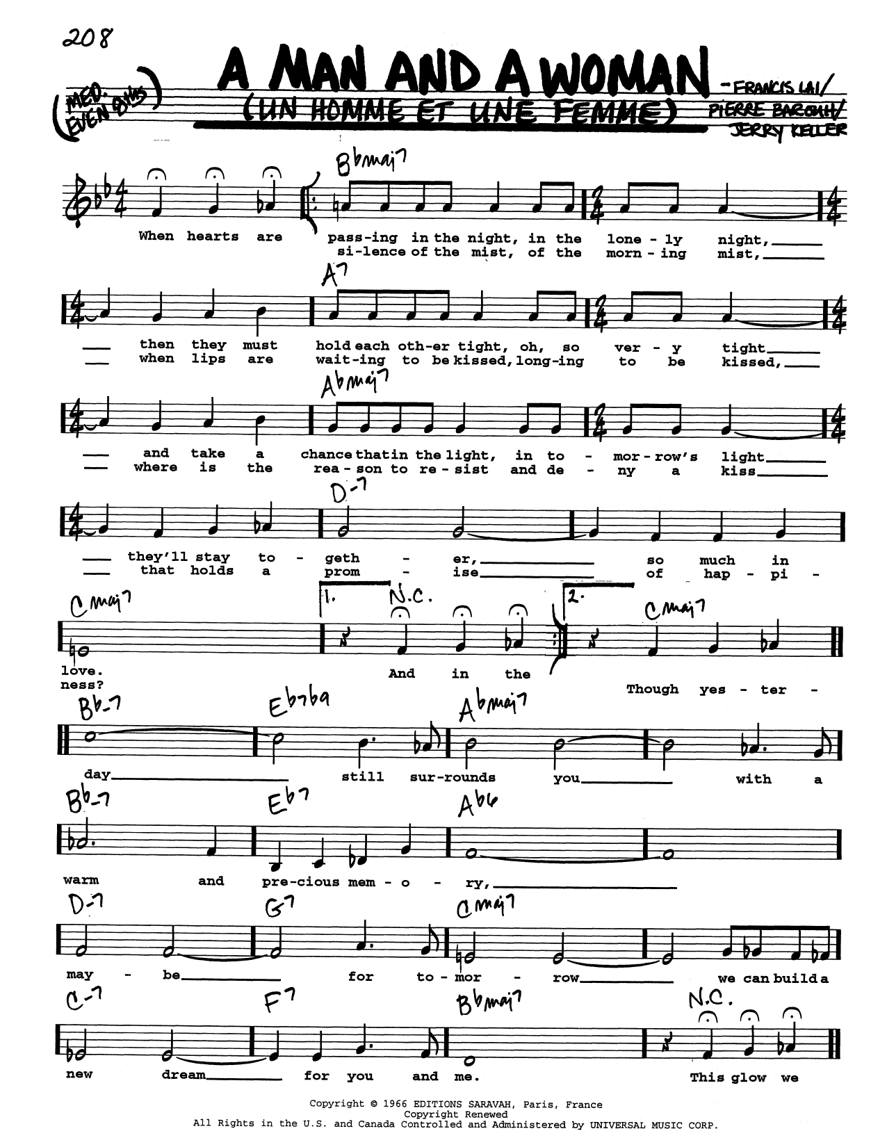 Francis Lai A Man And A Woman (Un Homme Et Une Femme) (Low Voice) Sheet Music