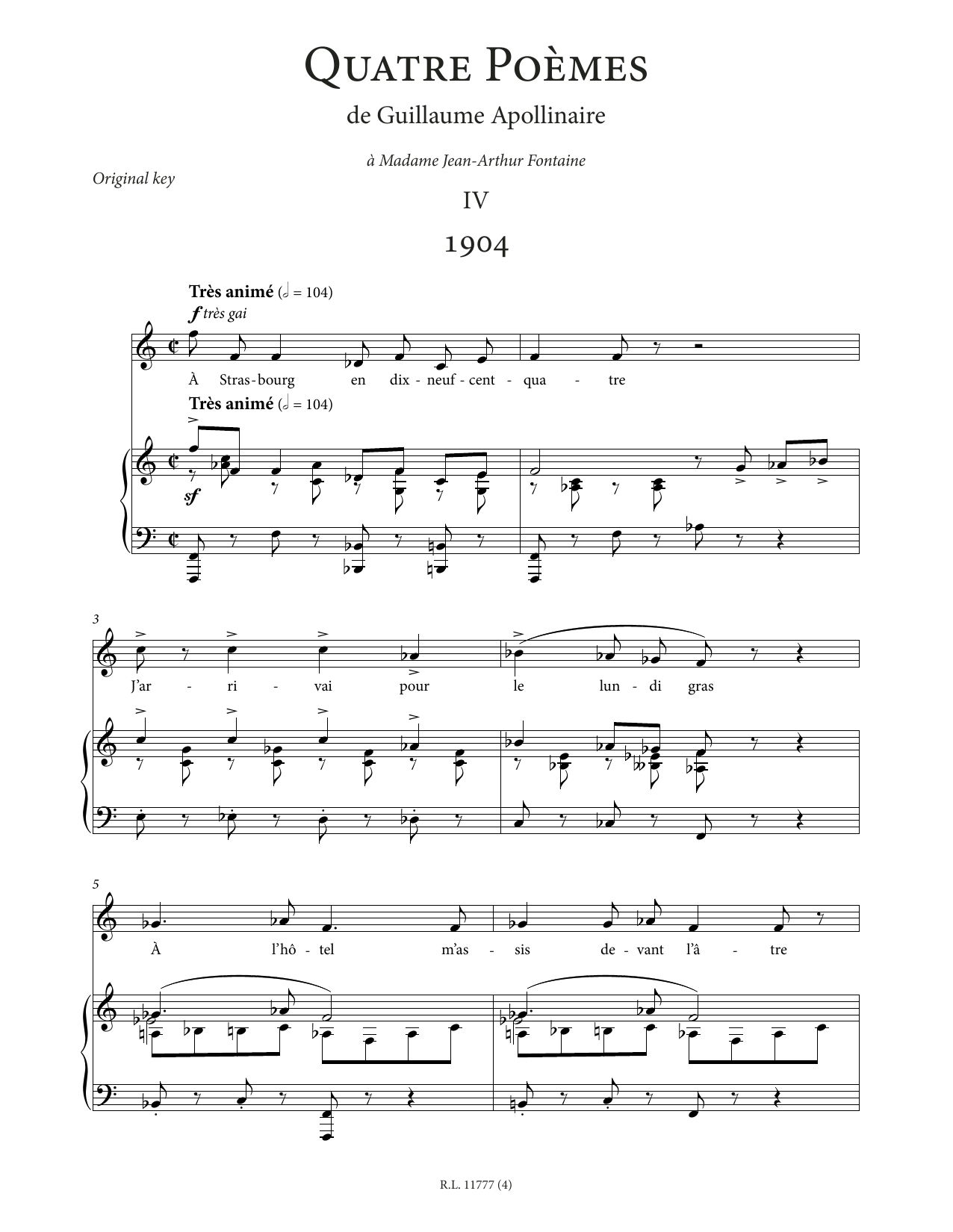 Francis Poulenc 1904 (Low Voice) Sheet Music