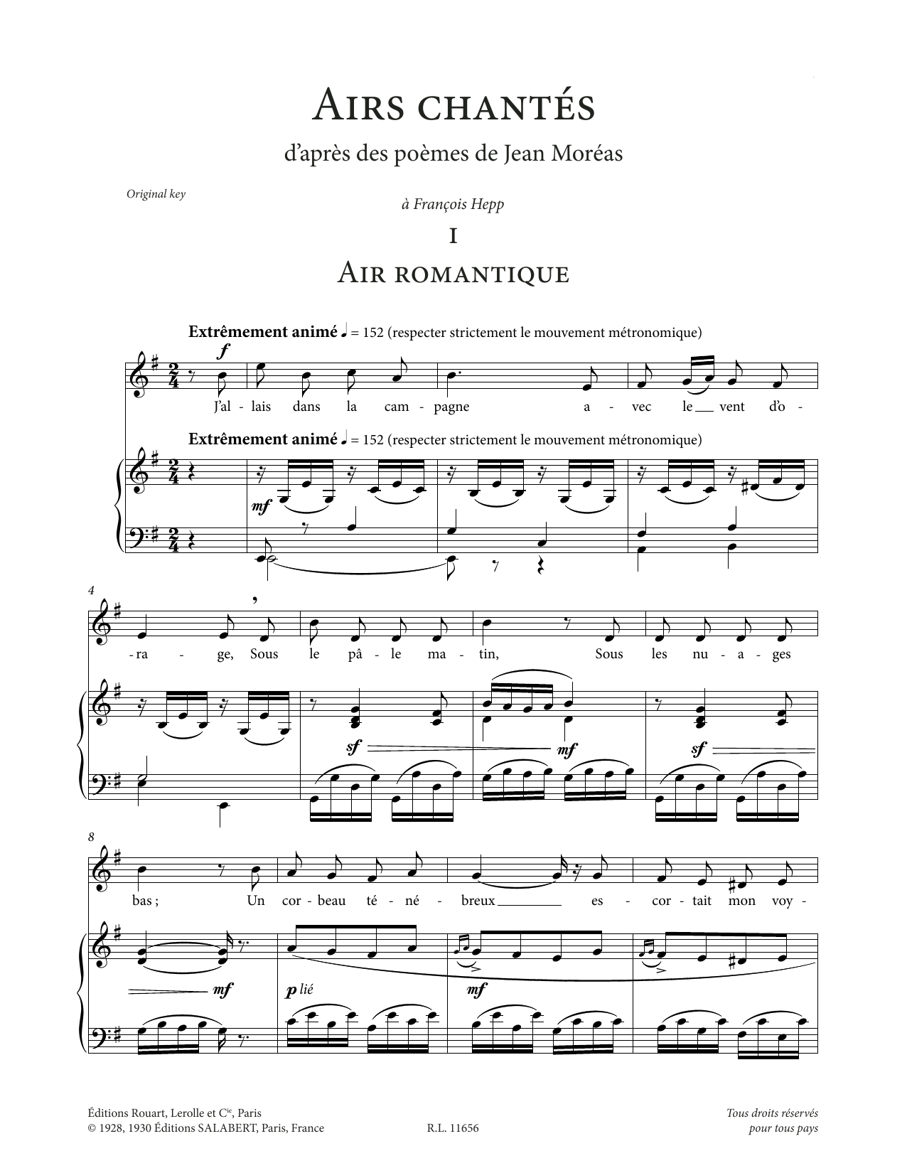 Francis Poulenc Airs chantés (High Voice) Sheet Music