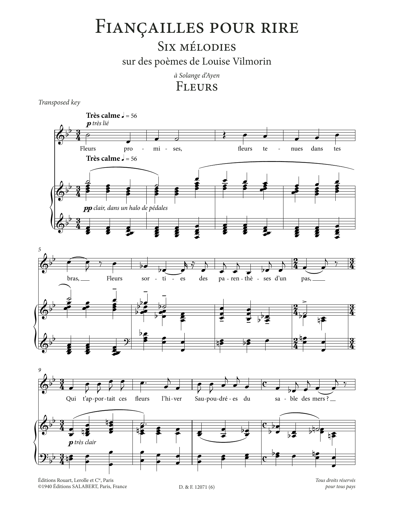 Francis Poulenc Fleurs (Low Voice) Sheet Music
