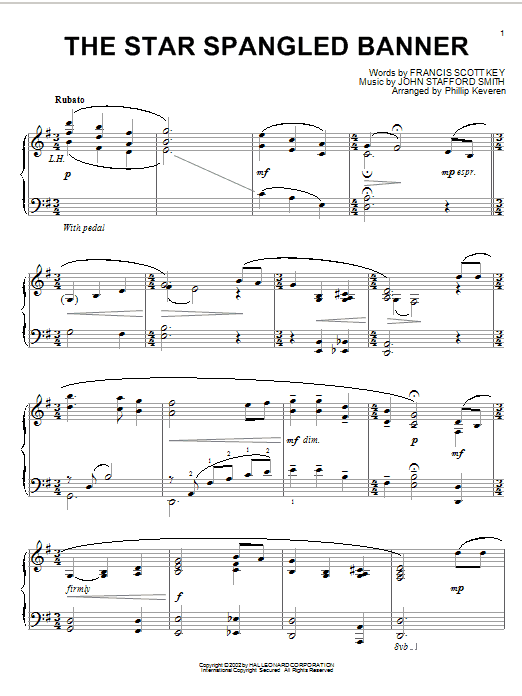 Francis Scott Key The Star Spangled Banner (arr. Phillip Keveren) Sheet Music