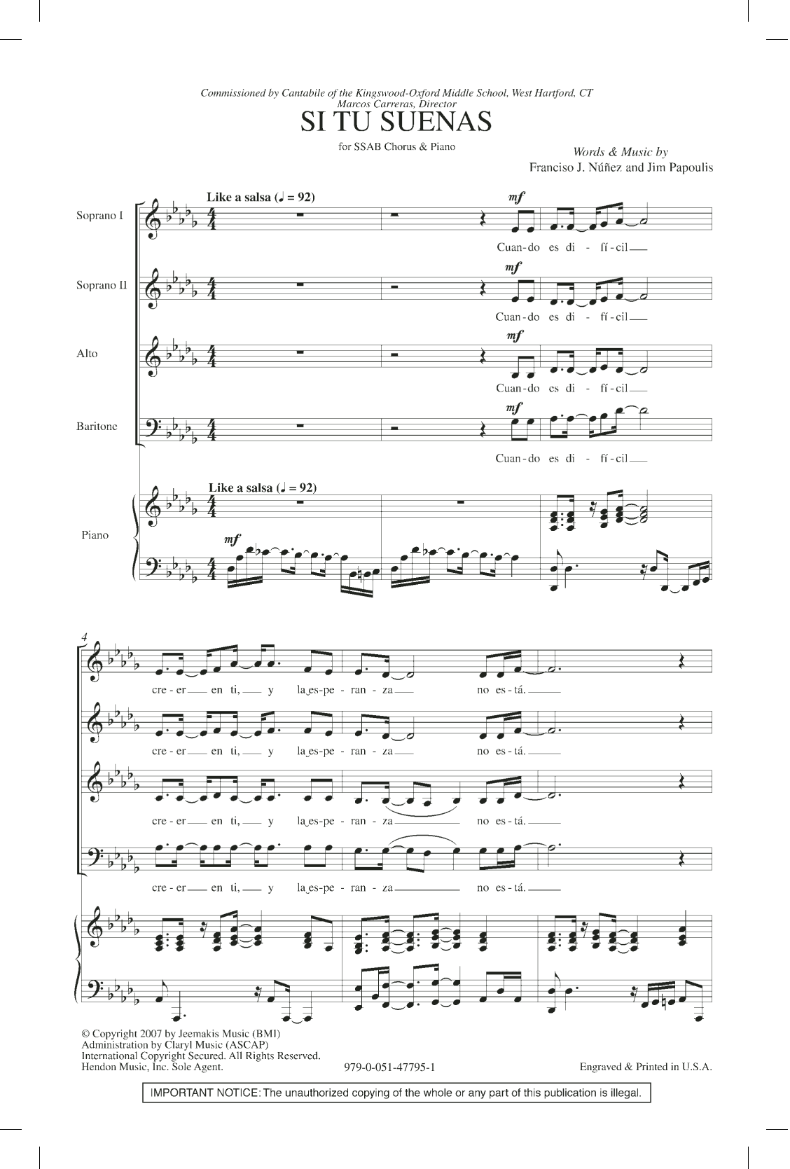 Francisco J. Nuñez Si Tu Suenas Sheet Music