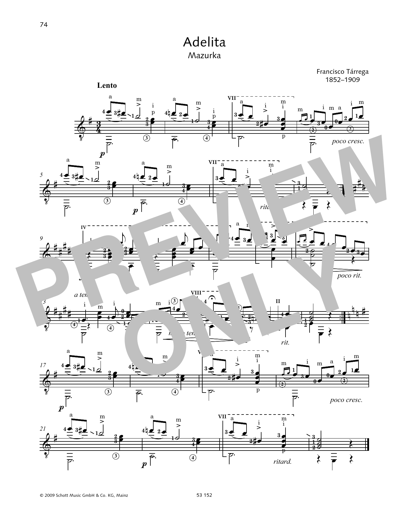 Francisco Tárrega Adelita Sheet Music