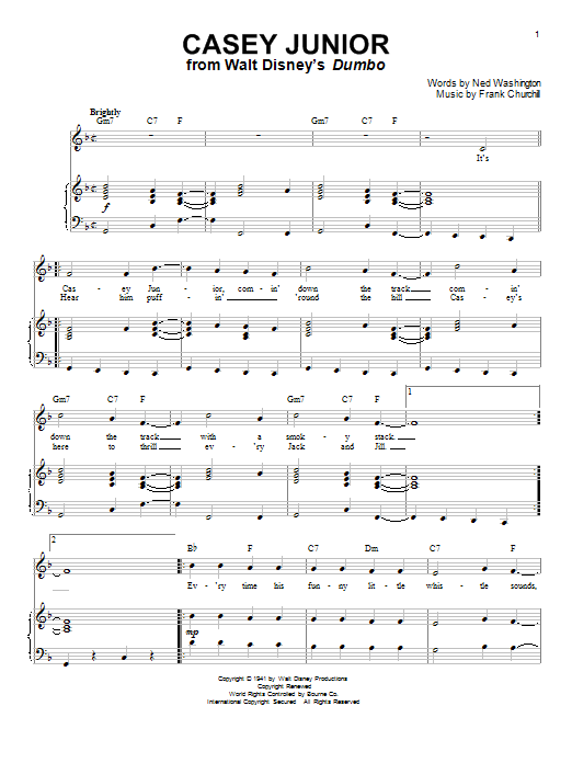 Frank Churchill Casey Junior Sheet Music