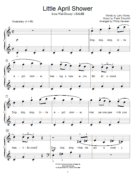 Frank Churchill Little April Shower (arr. Phillip Keveren) Sheet Music