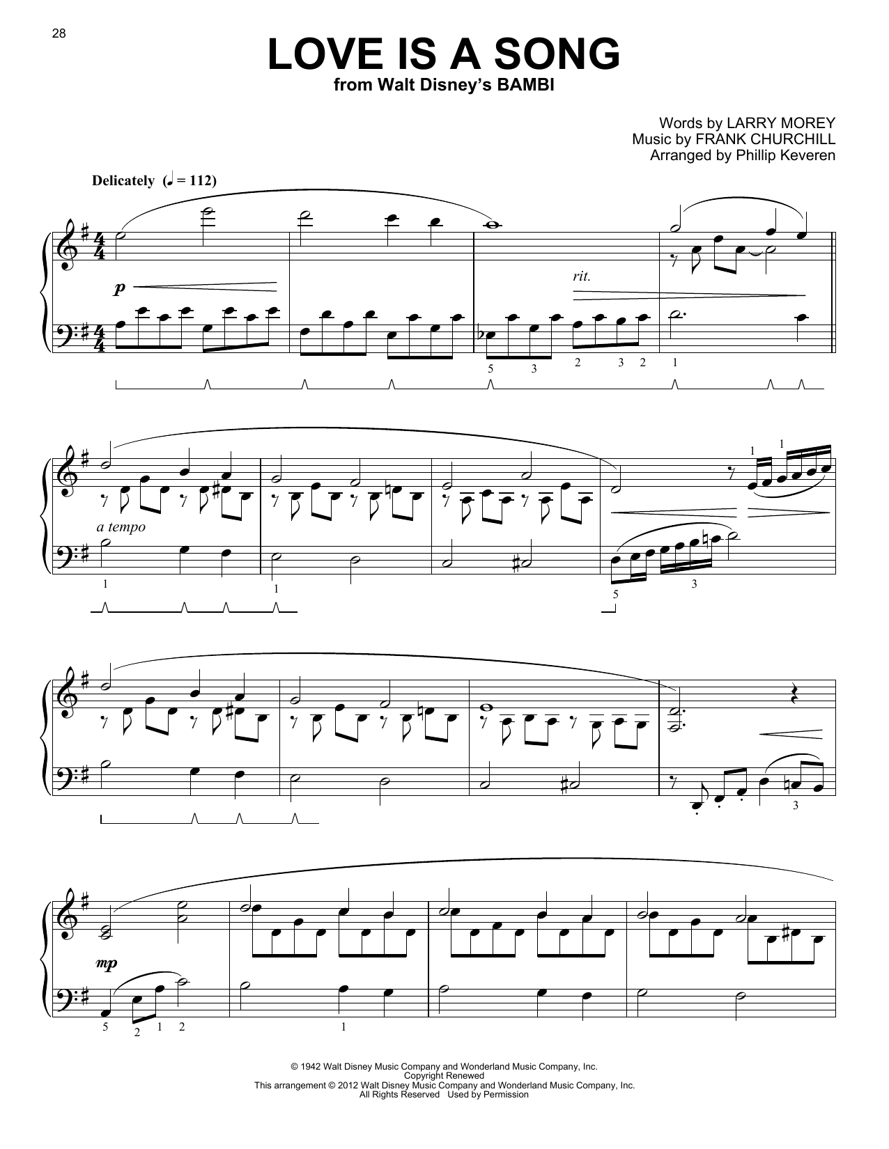 Frank Churchill Love Is A Song [Classical version] (from Bambi) (arr. Phillip Keveren) Sheet Music