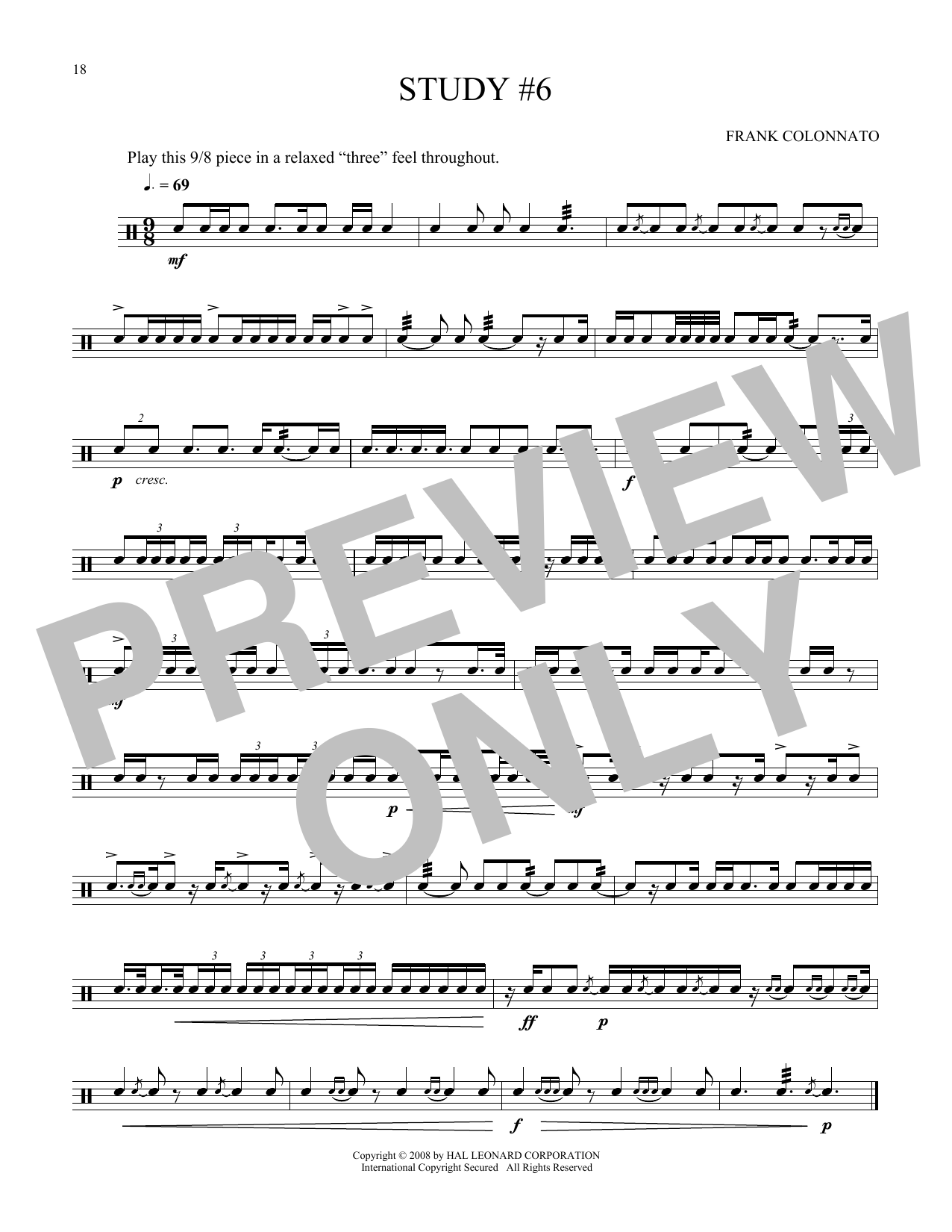 Frank Colonnato Study #6 Sheet Music
