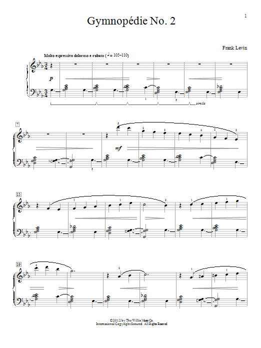 Frank Levin Gymnopedie No. 2 Sheet Music