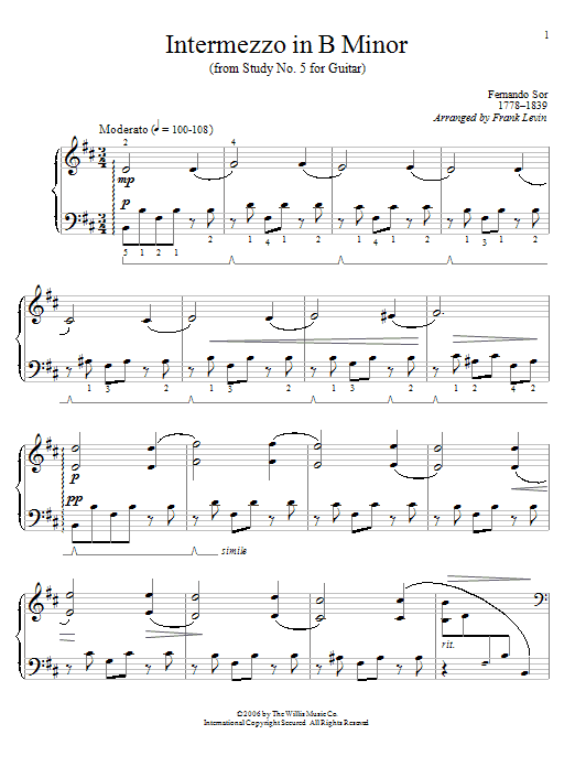 Frank Levin Intermezzo In B Minor Sheet Music