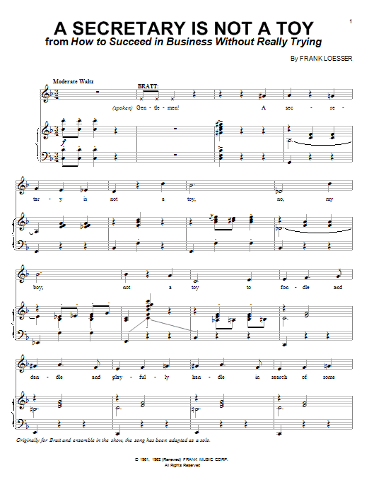 Frank Loesser A Secretary Is Not A Toy Sheet Music