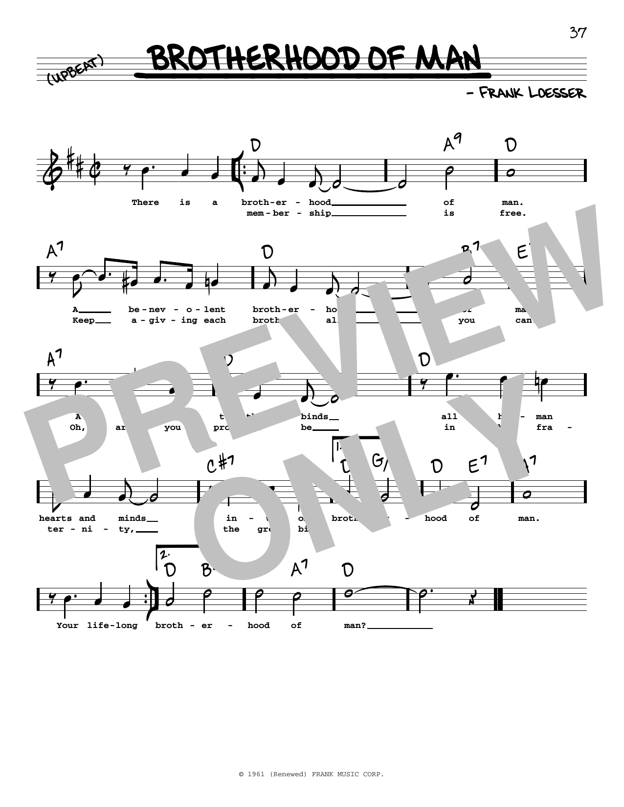 Frank Loesser Brotherhood Of Man (High Voice) (from How To Succeed In Business Without Really Sheet Music