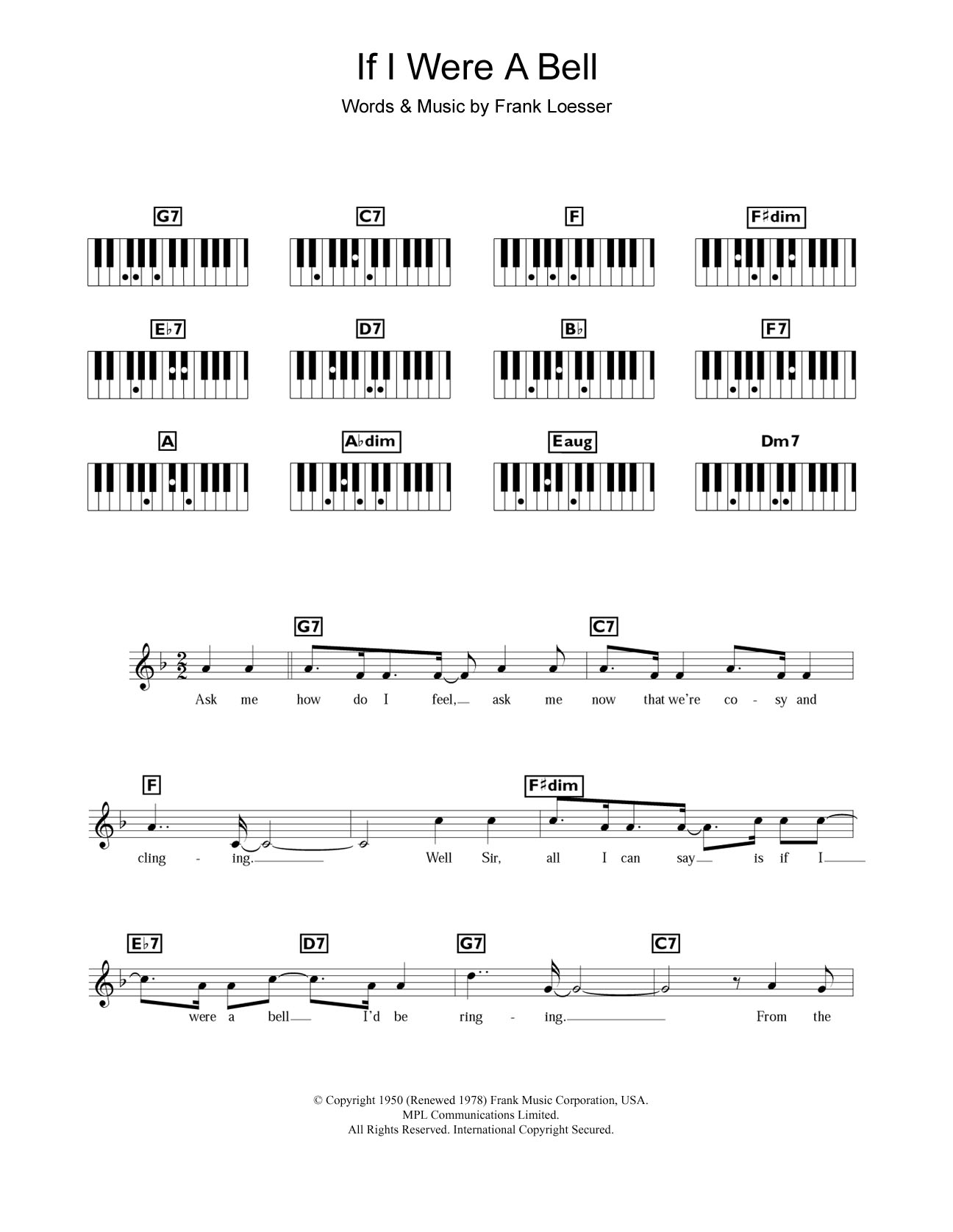 Frank Loesser If I Were A Bell (from Guys and Dolls) Sheet Music